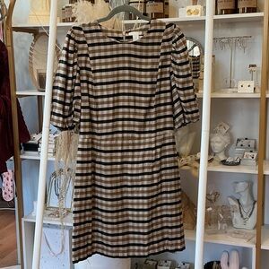 H&M Checkered Puff Sleeve Mini Dress